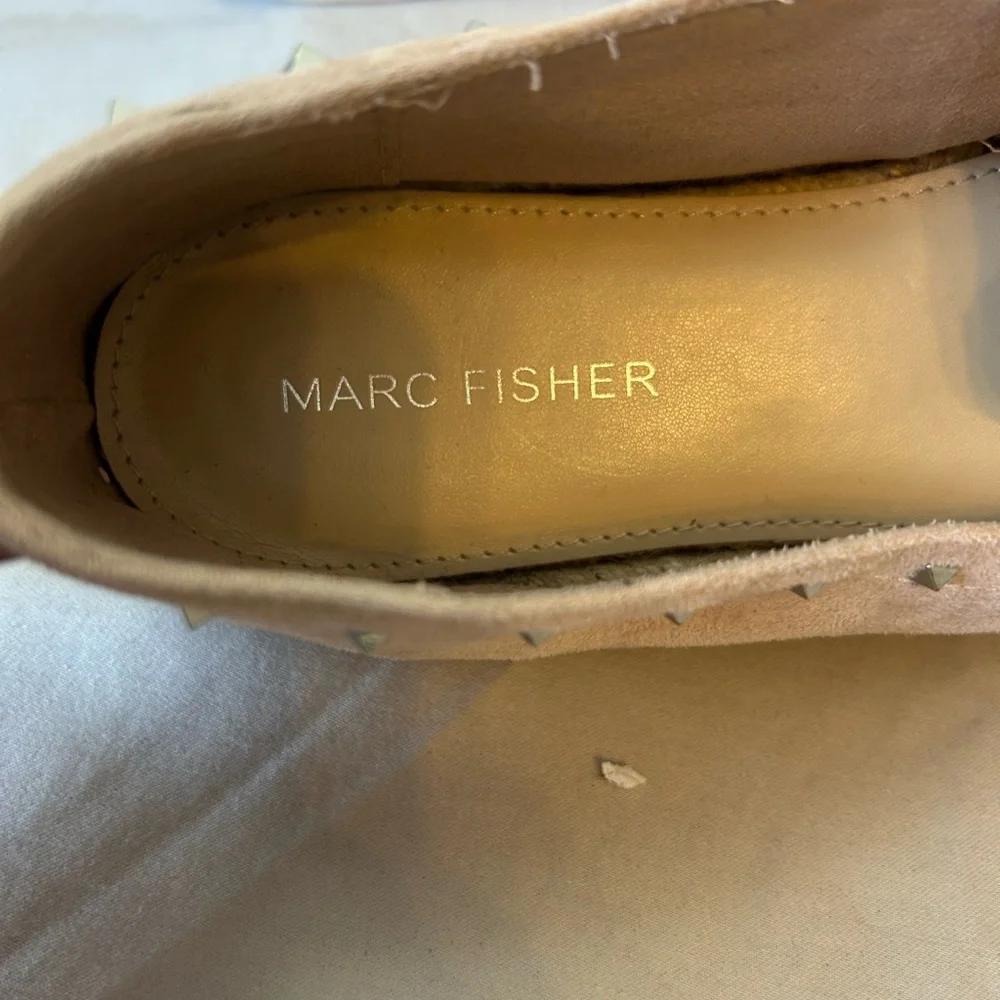 Marc Fisher Blush Pink Studded Suede Jute Cord Espadrille Loafers Size‎ 9.5